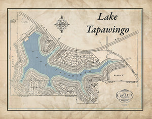 Lake Tapawingo Old West Canvas Map